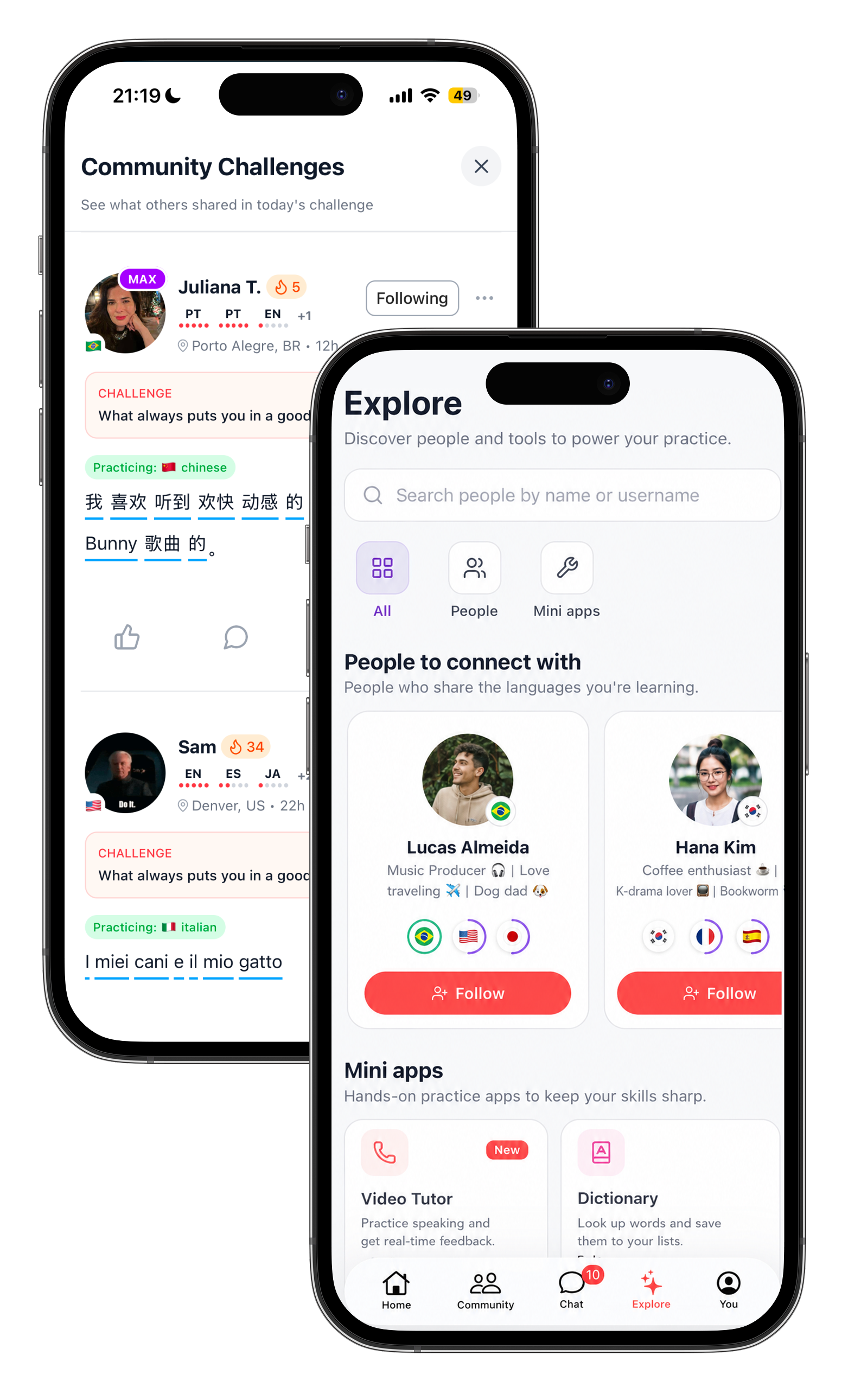 Discover people in the Leyo community by language, interest, and timezone